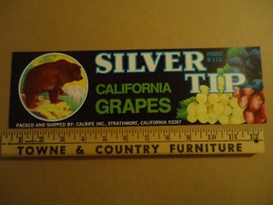 Silver Tip brand California grapes Calripe Inc Strathmore CA fruit box label - Picture 1 of 1