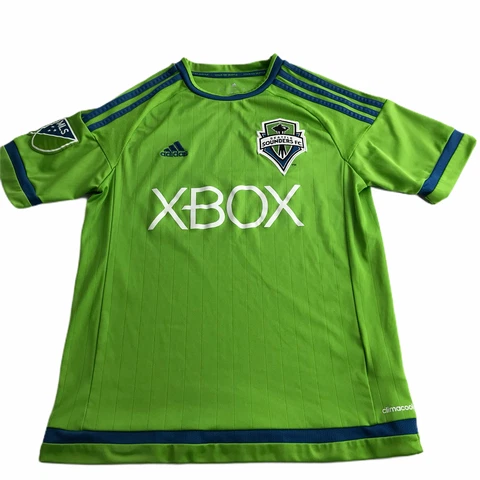 Seattle Sounders Soccer Jersey Short Sleeve Green Blue XBOX Youth Kids Lg 13-14Y Cover