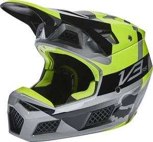 Fox V3 RS RIET Motocross MX Offroad Race Helmet FLO YELLOW Adults - Picture 1 of 6