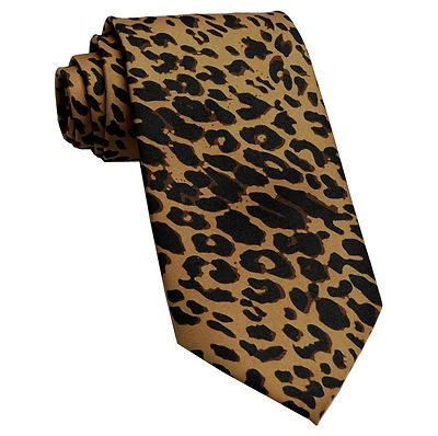 New Polyester Leopard Animal Print Formal Party Occasion Neck tie Brown - Image 1 of 2
