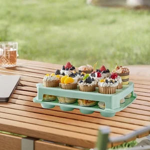 Cake Container Rectangle Holder Storage Box Wedding Birthday Cupcake Carrier - Picture 1 of 7