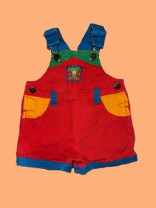 Vintage Okie Dokie Bright Colors Overalls Kids Size 12 Month Toddler 100% Cotton - Picture 1 of 5