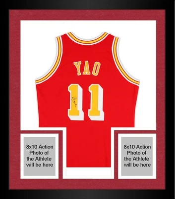 带框姚明火箭队签名米切尔和尼斯2004-2005红色正品球衣 — 第 1/4 张图片