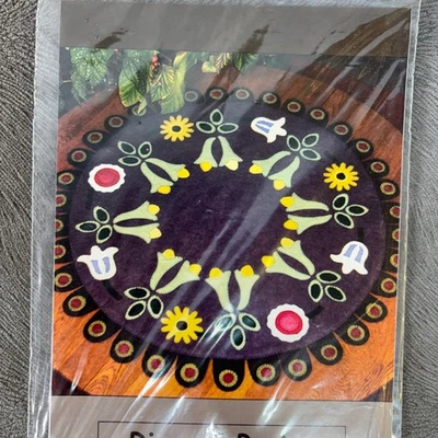 Ring of Posies Felt Table Quilt Pattern American Folk Art Penny Rug 35" Diameter - Image 1 of 3