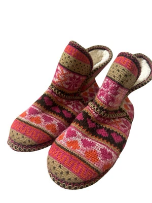MUK LUK Suéter Chinelo Feminino Malha Botinha Corações Rosa Modo A La Grande 9-10 - Imagem 1 de 4