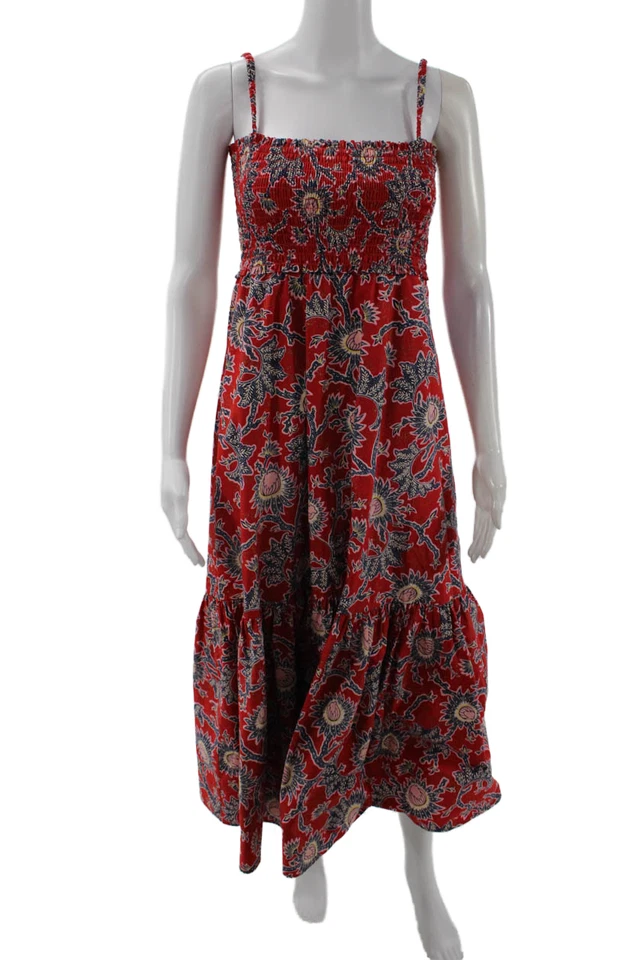 Maxi Vestido Solero ALC para Mujer Rojo 100% Algodón Cuello Cuadrado Bohemio Sin Mangas Talla 2 Foto 1 de 4