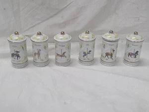 6 Stück Lenox Gewürz Karussell Gläser Porzellan gelb Set 1993 Zwiebel Dill Oregano  - Bild 1 von 12