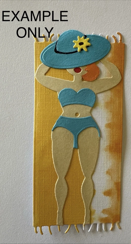 TOALLA DE PLAYA DAMA EN TOALLA Troquelada (7 piezas) Lago•Río • Traje de baño•Arena•Sol •Fabricación de tarjetas• Foto 1 de 4