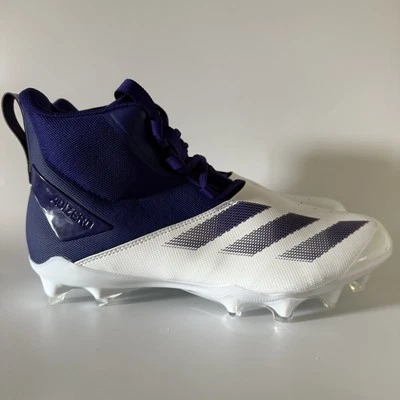 adidas Men Size 12 ADIZERO Chaos Lineman Football Cleats White/Purple IG3459 NEW - Image 1 of 4