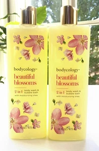 2x Bodycology Beautiful Blossoms 2-in-1 Body Wash Bubble Bath 16 oz Discontinued - Picture 1 of 4