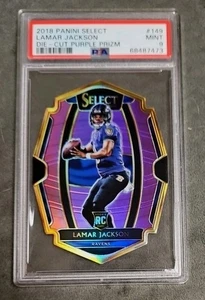 2018 PANINI SELECT LAMAR JACKSON ROOKIE 149 PURPLE DIE-CUT PRIZM PSA 9 MINT🔥 - Picture 1 of 3
