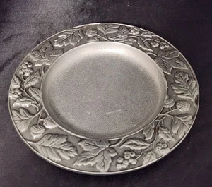 Vintage 2001 Longaberger Pewter Candle Plate Falling Leaves & Acorns - Picture 1 of 2