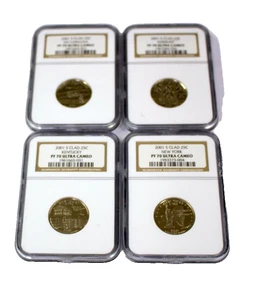 2001-S Clad Proof Quarters Set; NC, KY, VT, & NY - NGC PF70 UC - Bild 1 von 6