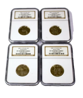 2001-S Clad Proof Quarters Set; NC, KY, VT, & NY - NGC PF70 UC - Image 1 of 4