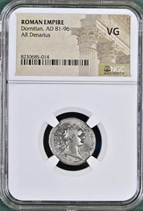 Emperor Domitian 81-96 AD Graded Silver Denarius Genuine NGC Ancient Roman Coin - Picture 1 of 9