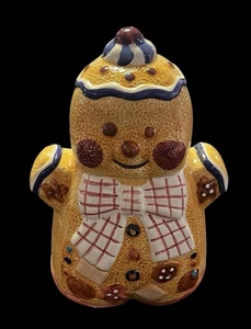 Vintage Gingerbread Man Christmas Cookie Jar - 1996 Jay Imports - 9 1/2 inches - Picture 1 of 10