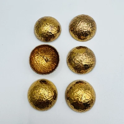 Vintage Hammered Gold Dome Buttons Set of 6 Large 29mm Sewing Metal Shank - Image 1 of 4