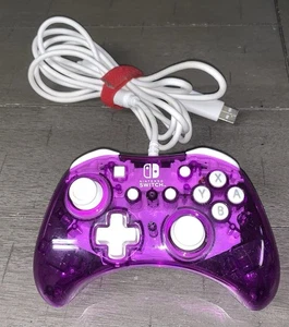 NINTENDO SWITCH CONTROLLER PURPLE CLEAR ROCK CANDY WIRED CONTROL 500-181 - Picture 1 of 14
