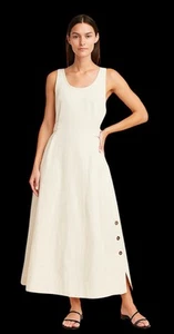 Mr Buho Kleid Maxi Flare Bindeband Boho Natur Beige Baumwolle Leinenoptik Strand L XL - Bild 1 von 10