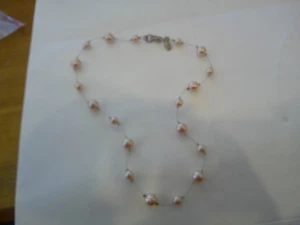 Vintage Costume Jewelry Faux Pearl Necklace PINK  By Carolee 8" CLOSED - Picture 1 of 4