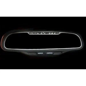 ACC Rear View Mirror Trim Logo fits 05-2013 Corvette w/Auto-Dim Mirrors-Brushed - Picture 1 of 3