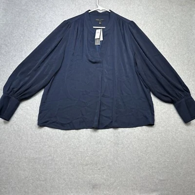 Blusa Banana Republic Top XL Azul Marino Campesina Carrera Clásica Versátil Elegante Foto 1 de 4
