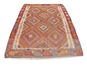 Handwoven Kilim Rug Unique Bohemian Carpet - Picture 1 of 10