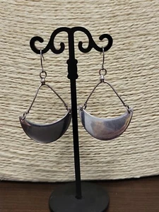 Kenneth Cole Silver Tone Crescent Moon Dangling Earrings Signed KC - Picture 1 of 7