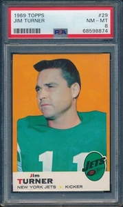 1969 Topps Football Jim Turner #29 PSA 8 JETS NM-MT - Picture 1 of 2