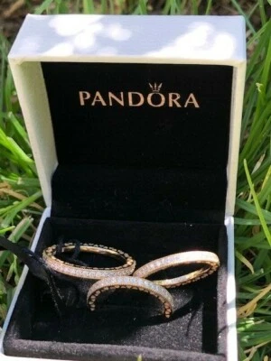 NUEVO CON ETIQUETAS Apilable 150181CZ Corazones de Pandora Circonita cúbica Eternidad Oro 14K**Elige Tamaño Foto 1 de 4