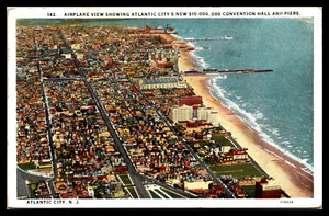 ATLANTIC CITY, Airplane View of City & $10 Million Convention Hall-Postcard G339 - Picture 1 of 2