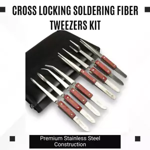 8-Piece Stainless Steel Cross Locking Soldering Tweezers for Jewelry Making Tool - Picture 1 of 2