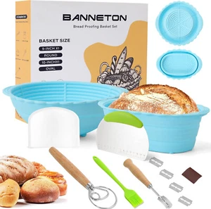 Banneton Bread Proofing Basket Set, 9-Inch round & 10-Inch Oval Sourdough Proofi - Picture 1 of 6