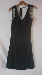 Ladies Black Sleeveless Bubble Hem Dress With Silver Beading. Size 12. D Perkins - Picture 1 of 5