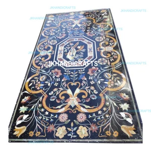 Black Marble Rectangle Coffee Center Table Top Heritage Art Christmas Decor - Picture 1 of 1