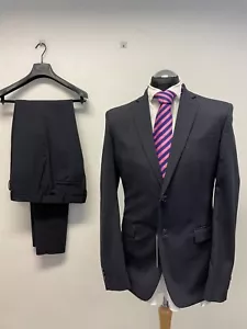 VERSACE 2PC SUIT WOOL BLEND W. STRETCH IN NAVY STRIPE 40R TRS W36 L38 BNWT (0027 - Picture 1 of 12