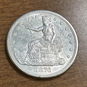1876-S Trade Silver Dollar Coin Choice AU details - cleaned - Picture 1 of 12