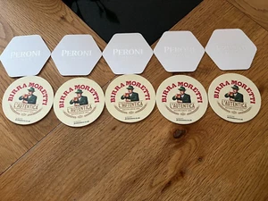 5 NEW - BIRRA MORETTI BEER MATS PLUS 5 PERONIBEERMATS - Picture 1 of 1