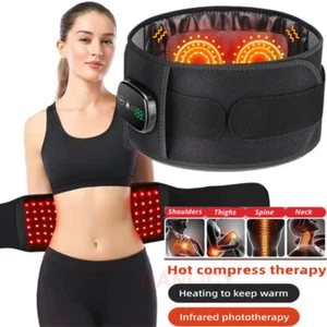 Electric Dual Infrared Light Heat Back Massager Waist Brace Lumbar Support Belt - Picture 1 of 24