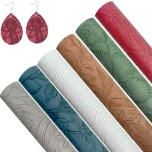 Multisizes EMBOSSED FLOWAL FAUX LEATHER WHOLESALE SHEET For Hair Bow Wallet DIY - Picture 1 of 12