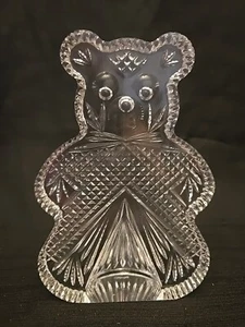 Waterford Lead Clear Cut Crystal Teddy Bear Figurine Book End Signed 7.25" - Picture 1 of 13