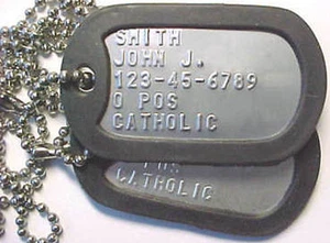 Real US Military Dog Tag Set (2) With Chain & Silencers - Picture 1 of 2