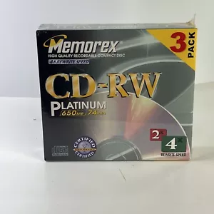 Memorex CD-RW 650MB (set of 3) Sealed, 74 Minutes Storage, 4X Multi Speed - Picture 1 of 3