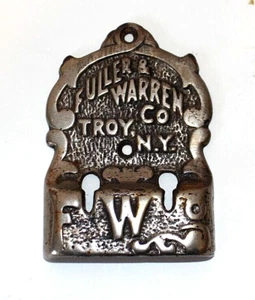 Antigua placa de estufa de leña Fuller & Warren Co, placa de identificación de hierro fundido, Troy, NY - Imagen 1 de 4
