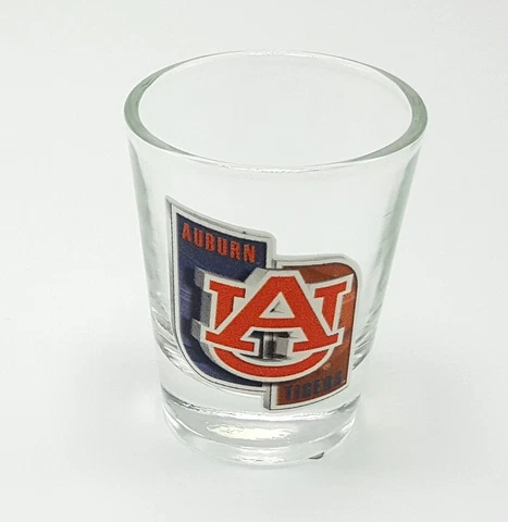 Auburn Tigers Clear Shot Glass 2 oz Round NCAA Sports College Logo Fan Team Cover