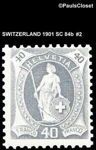 SW 1901 SC 84b HELVETIA GRAY 40¢ MINT NEVER HINGED ORIGNAL GUM FINE #2 - Picture 1 of 2