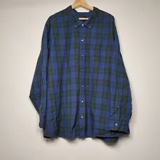 BONOBOS Mens Size 4XL Prominent Fit Long Sleeve Green Blue Plaid Shirt  Pocket 