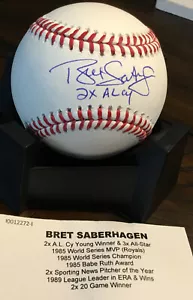 Bret Saberhagen Signed Autographed MLB Baseball Inscribed 2x AL CY TRISTAR COA - Picture 1 of 2