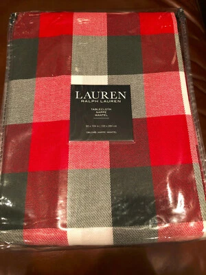 Ralph Lauren RED, GREEN & WHITE 60 x 104" Buffalo Check Plaid Tablecloth--NWT - Image 1 of 3