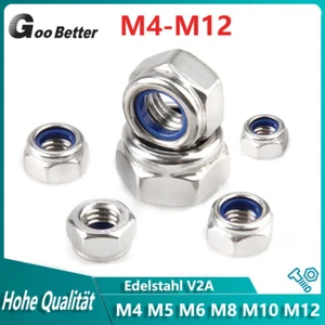 Selbstsichernde Linksgewinde Muttern Edelstahl V2A Sechskant Stoppmuttern M4-M12 - Bild 1 von 9